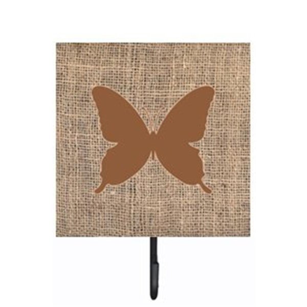 Micasa Butterfly Burlap and Brown Leash Or Key Holder MI718692
